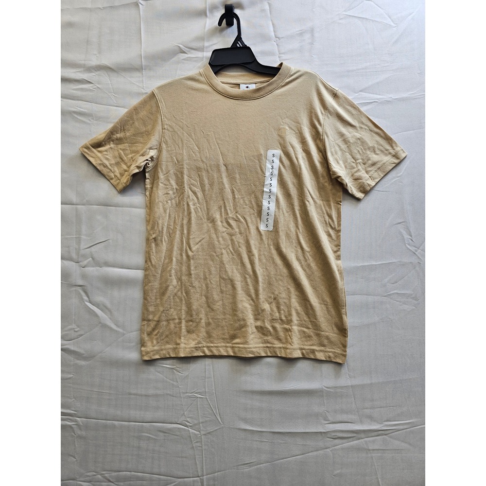 Champion Mens Short Sleeve‎ T-Shirt Tan Khaki Crew Neck Recycled Blend Small NEW